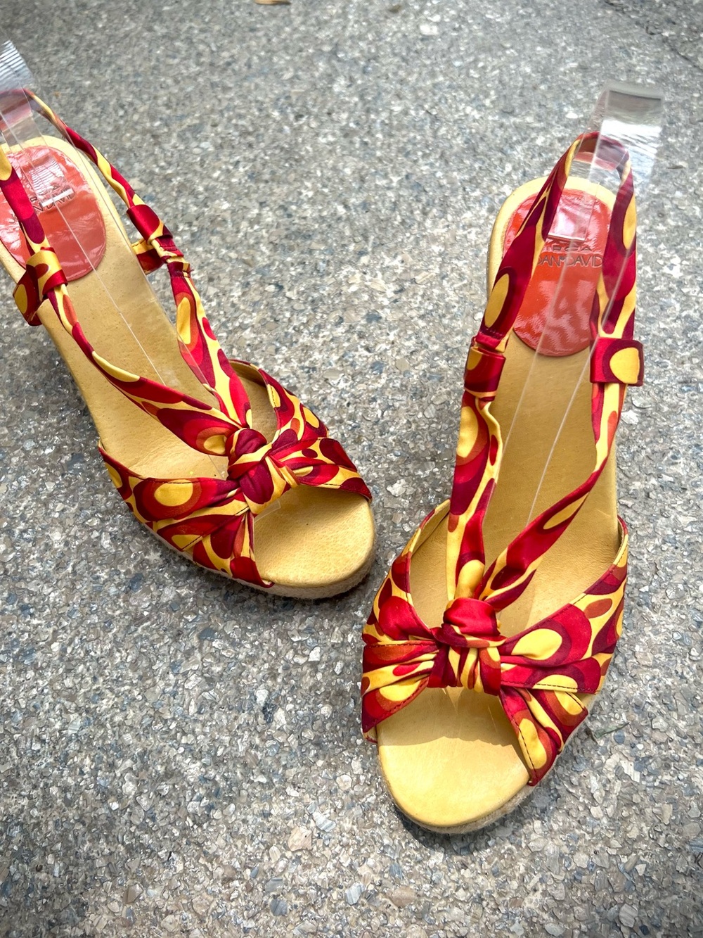 CIRCA by JOAN & DAVID Women’s Red & Yellow Knot Front Slingback Sandals